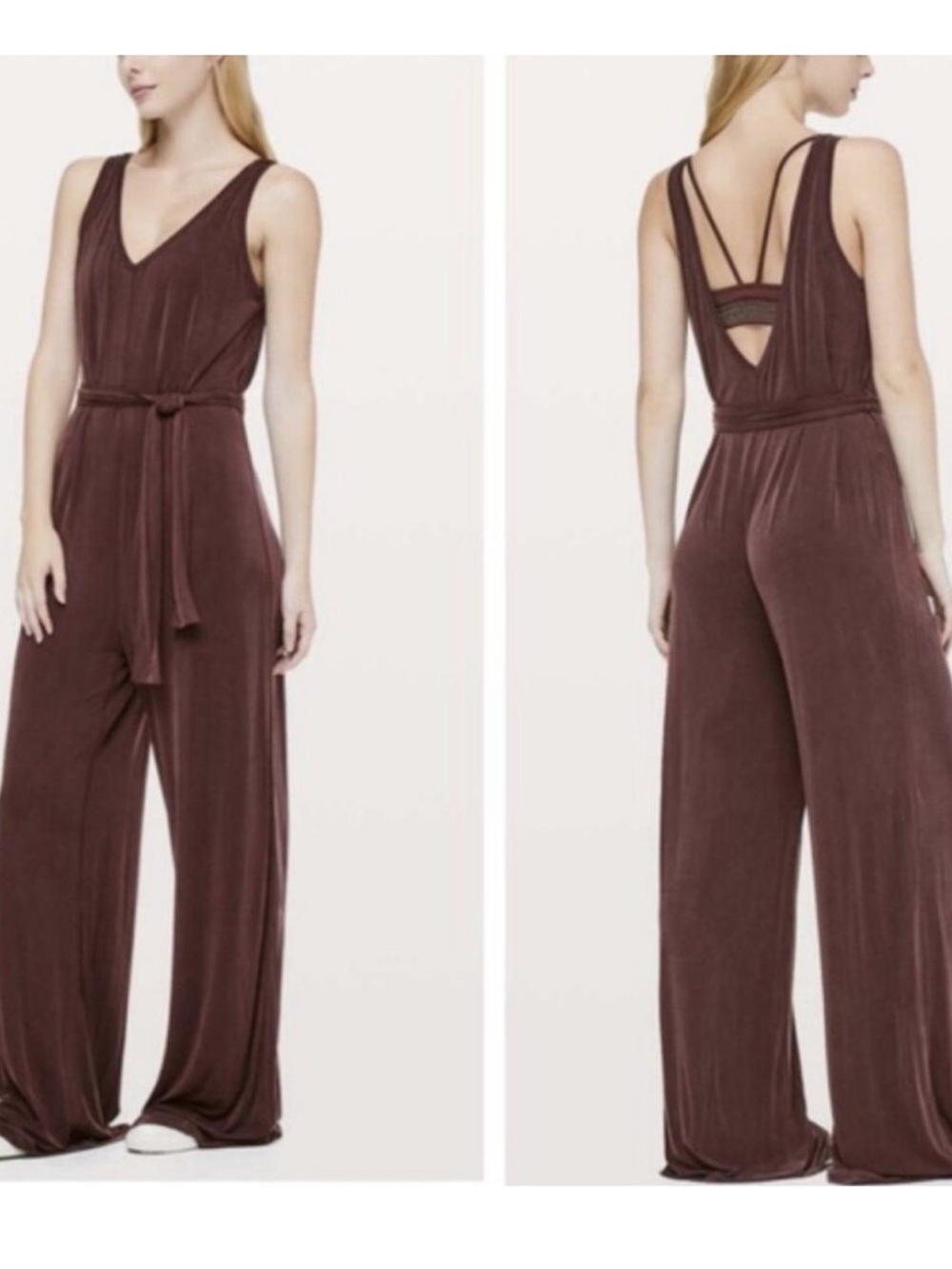 lululemon athletica Chocolate Brown V-Neck Wide-Leg Jumpsuit